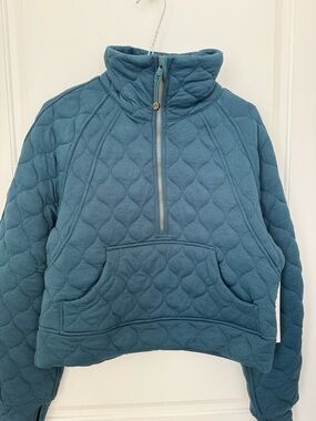 lululemon athletica Quilted Half-Zip Pullover in Teal Blue